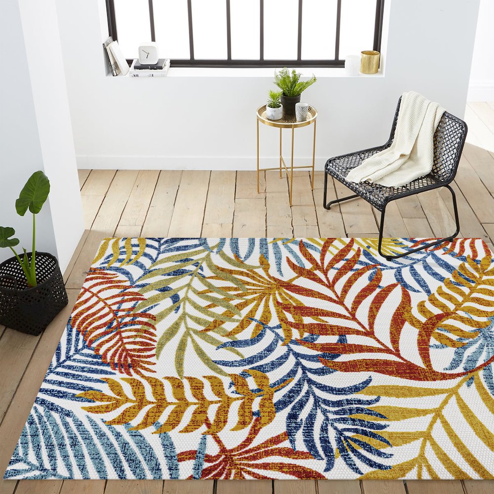 Tropics Palm Leaves Indoor/Outdoor Area Rug. Picture 14