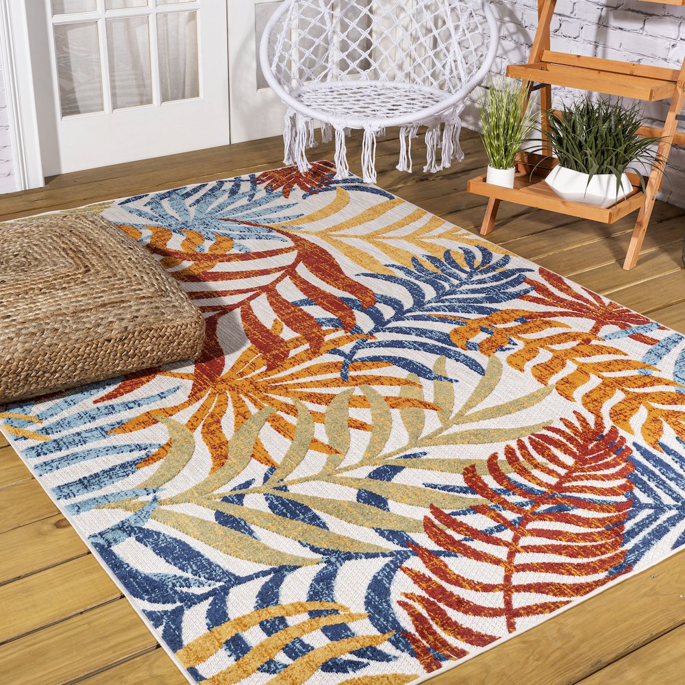 Tropics Palm Leaves Indoor/Outdoor Area Rug. Picture 7