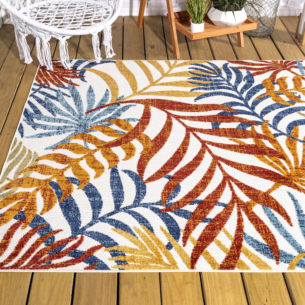 Tropics Palm Leaves Indoor/Outdoor Area Rug. Picture 8
