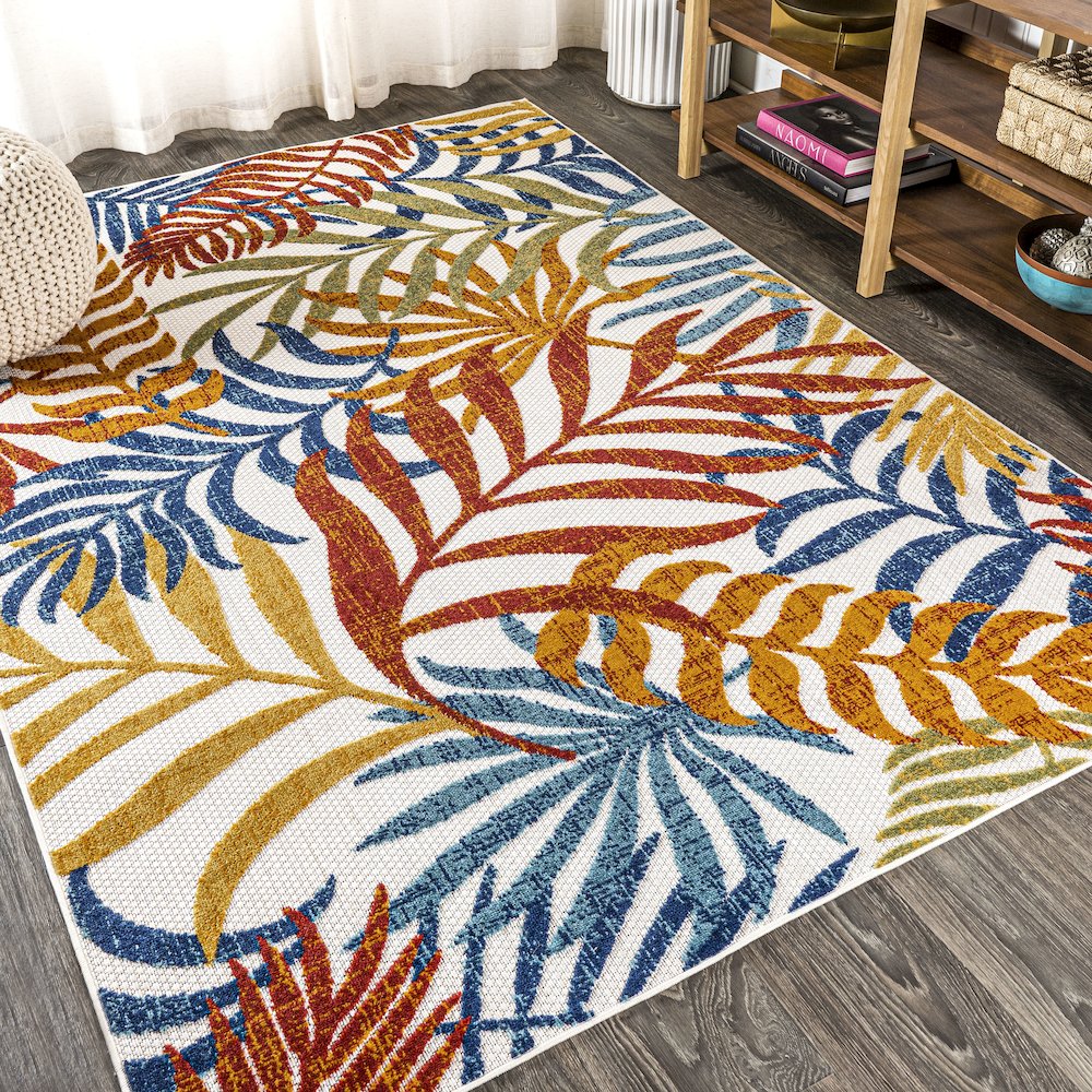 Tropics Palm Leaves Indoor/Outdoor Area Rug. Picture 4