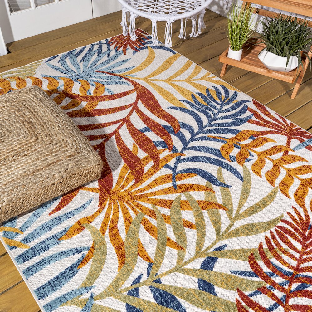 Tropics Palm Leaves Indoor/Outdoor Area Rug. Picture 9