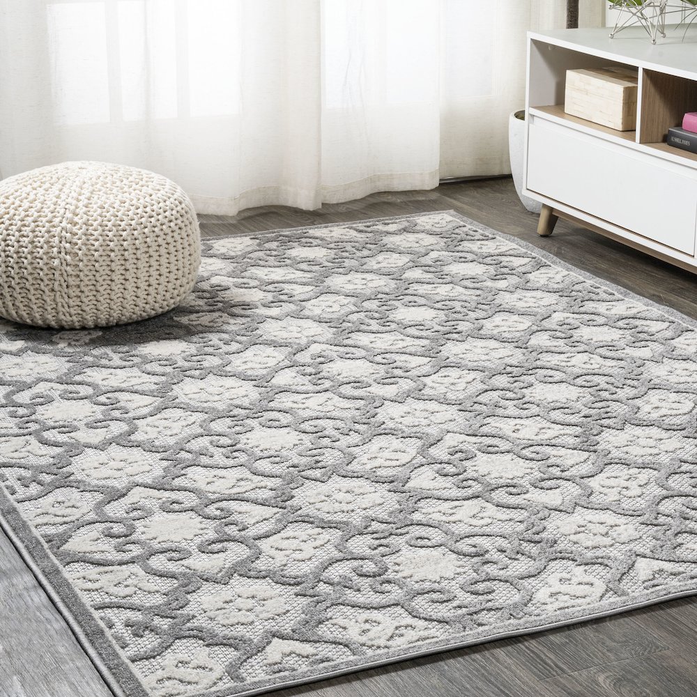 Gallia Tile Trellis High-Low Indoor/Outdoor Area Rug. Picture 2