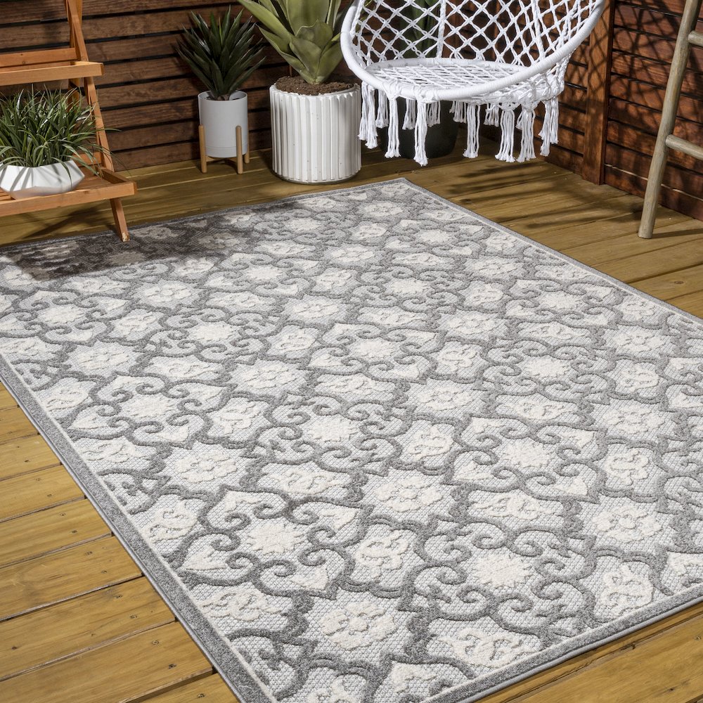 Gallia Tile Trellis High-Low Indoor/Outdoor Area Rug. Picture 7