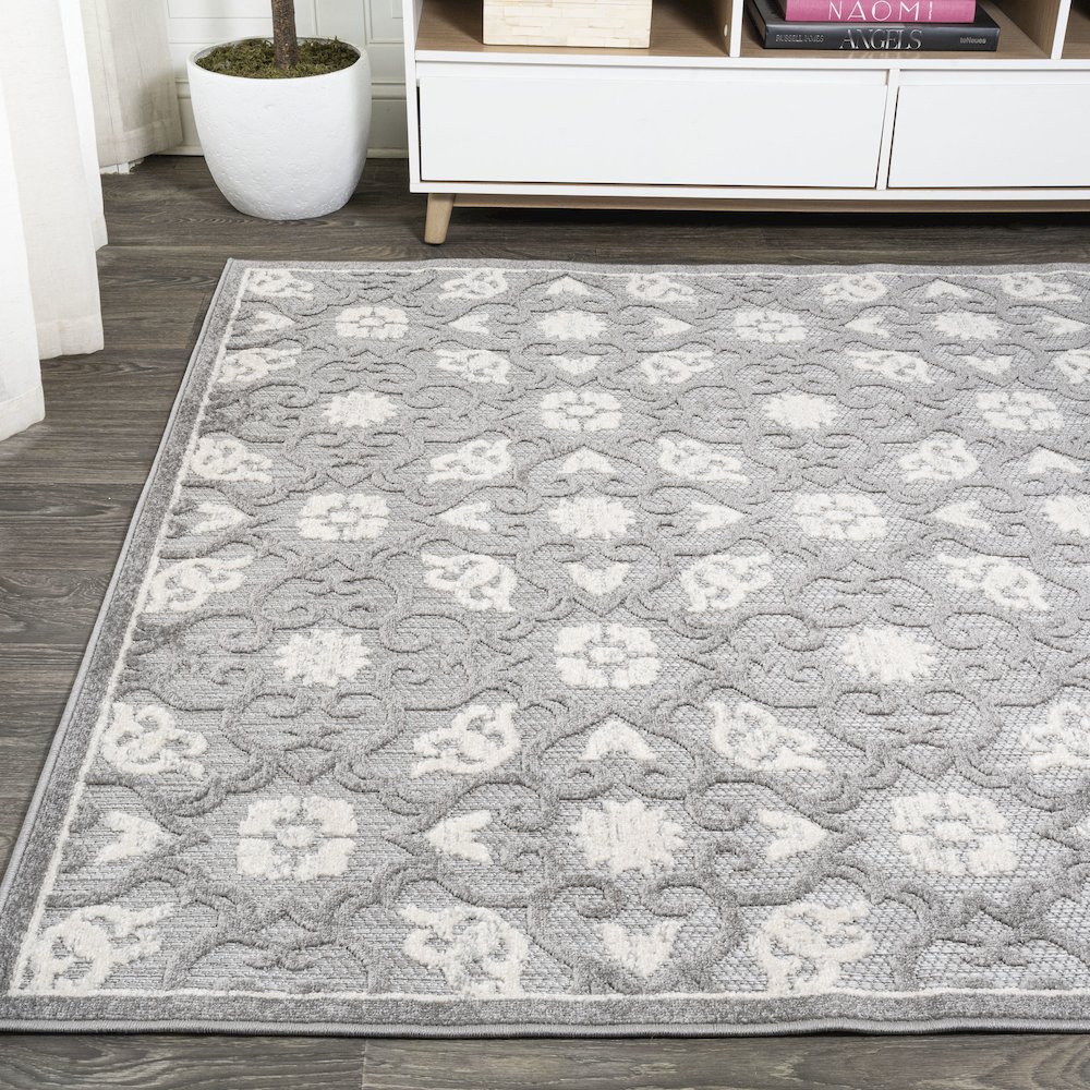 Gallia Tile Trellis High-Low Indoor/Outdoor Area Rug. Picture 3
