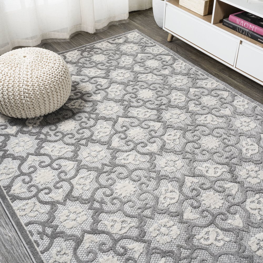 Gallia Tile Trellis High-Low Indoor/Outdoor Area Rug. Picture 4