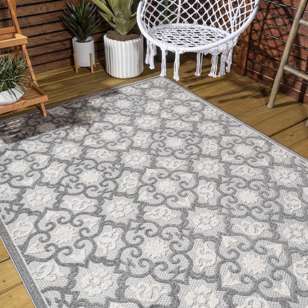Gallia Tile Trellis High-Low Indoor/Outdoor Area Rug. Picture 9