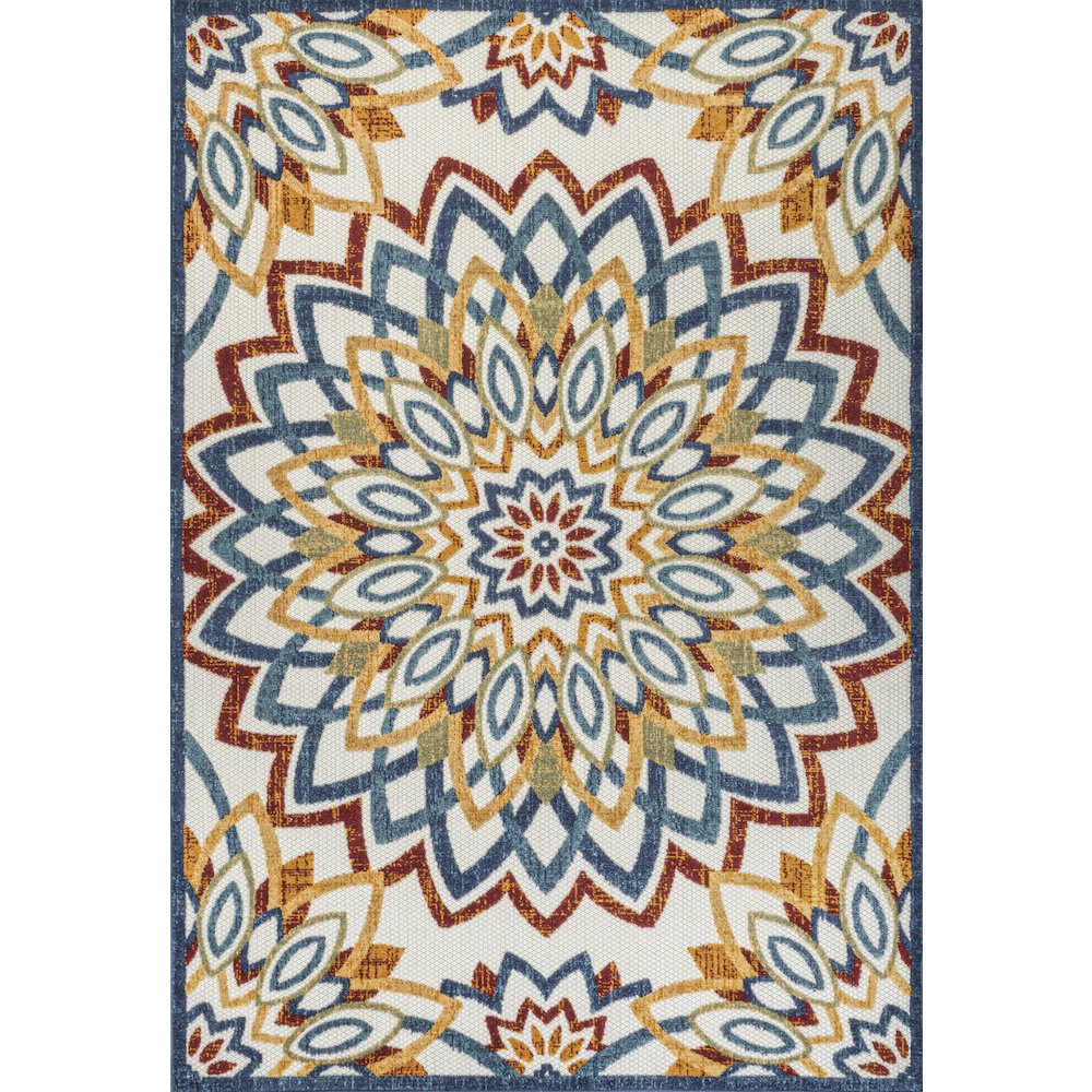 Flora Abstract Bold Mandala High-Low Indoor/Outdoor Area Rug. Picture 1