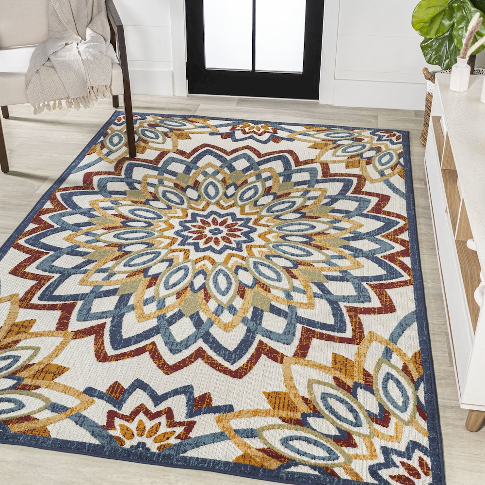 Flora Abstract Bold Mandala High-Low Indoor/Outdoor Area Rug. Picture 2