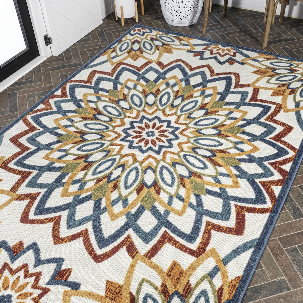 Flora Abstract Bold Mandala High-Low Indoor/Outdoor Area Rug. Picture 8