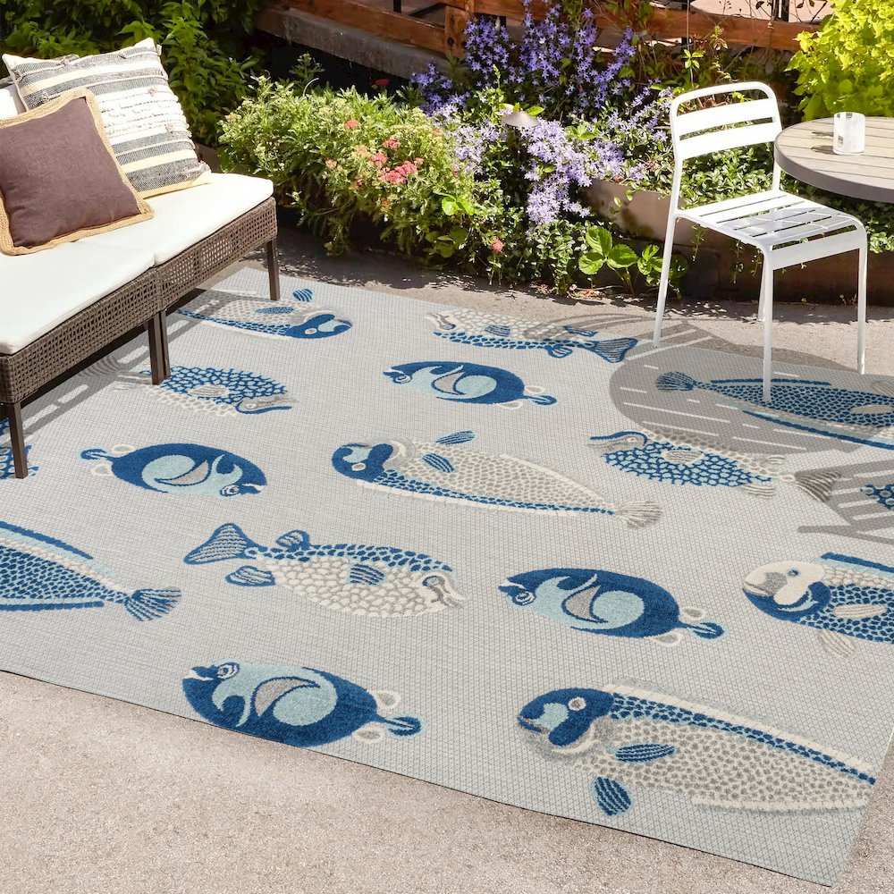 Algarve Modern Fish High-Low Indoor/Outdoor Area Rug. Picture 6