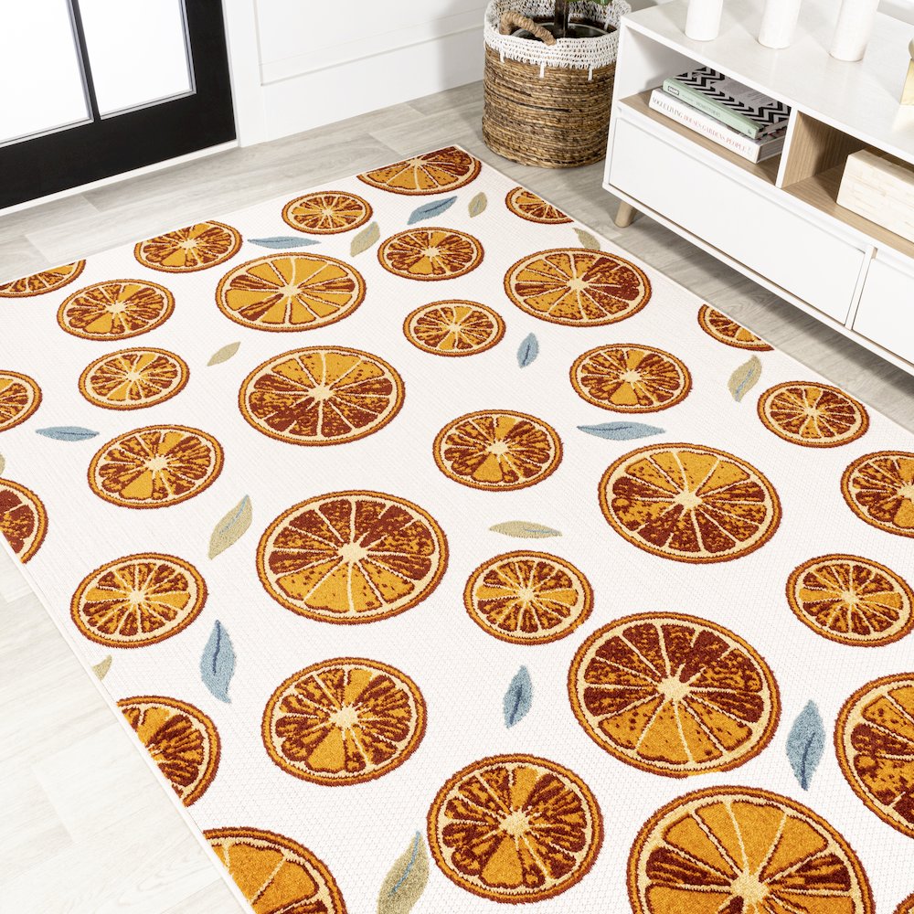 Aranciata Citrus Slice High-Low Indoor/Outdoor Area Rug. Picture 4