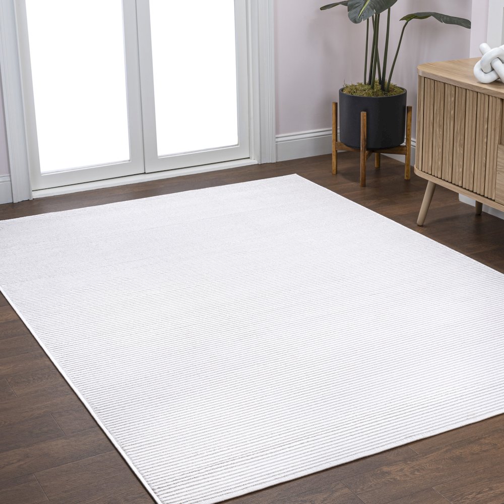 Cole Modern Minimalist Pinstripe High-Low Area Rug. Picture 2