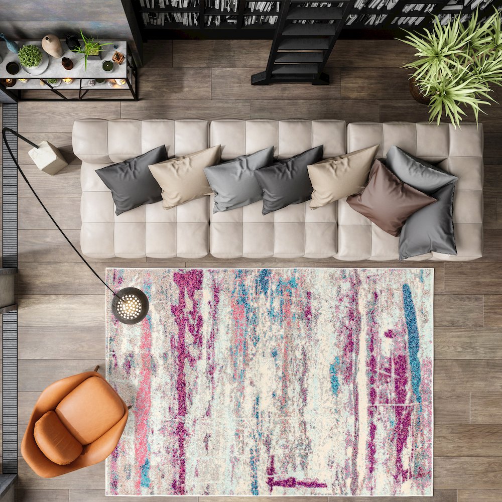 Contemporary Pop Modern Abstract Brushstroke Area Rug. Picture 4