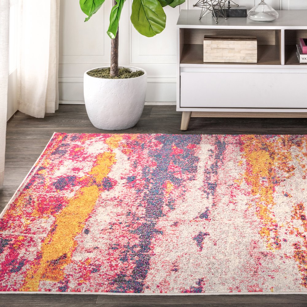 Contemporary Pop Modern Abstract Brushstroke Area Rug. Picture 3