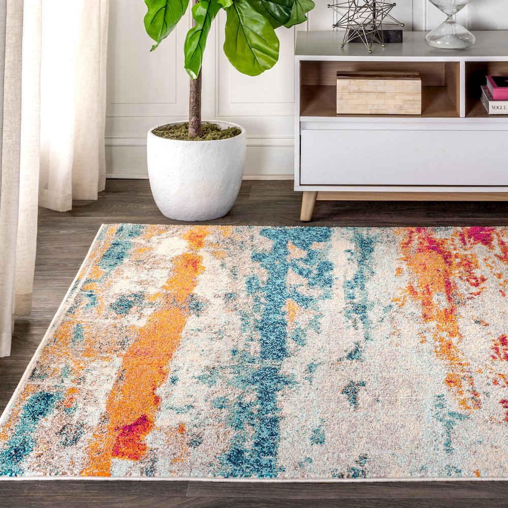 Contemporary Pop Modern Abstract Brushstroke Area Rug. Picture 3