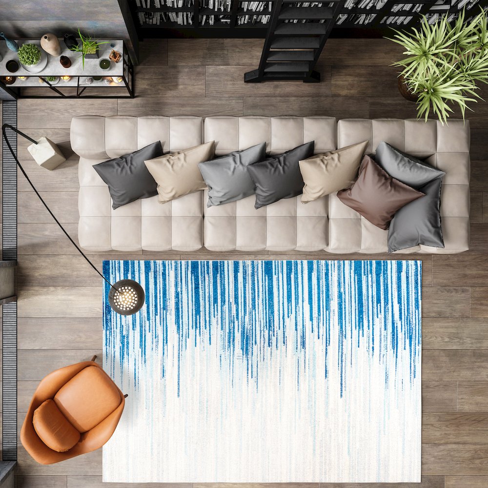 Linear Modern Half Stripe Area Rug. Picture 5