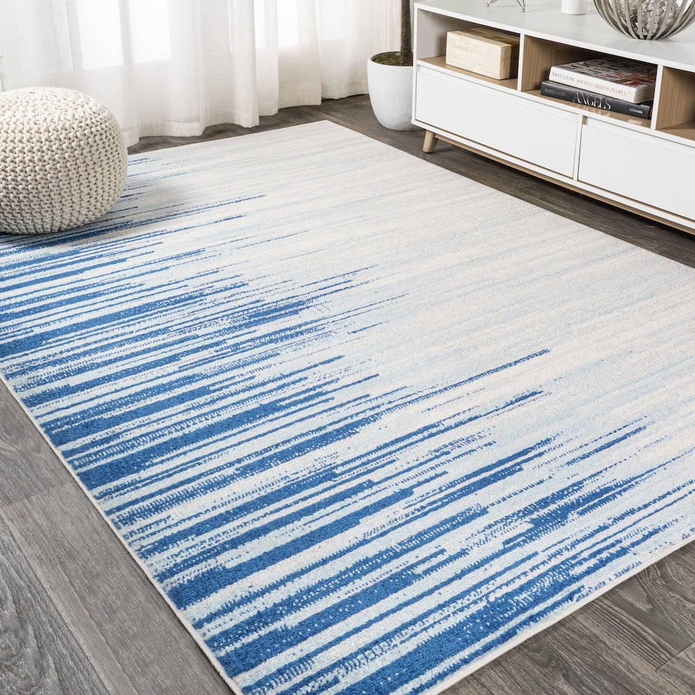 Linear Modern Half Stripe Area Rug. Picture 2