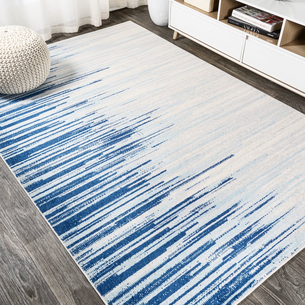 Linear Modern Half Stripe Area Rug. Picture 4