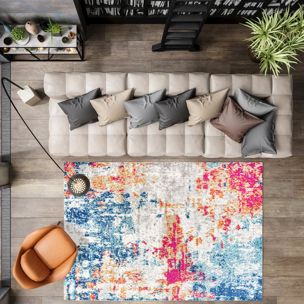 Sunset Modern Abstract Area Rug. Picture 5
