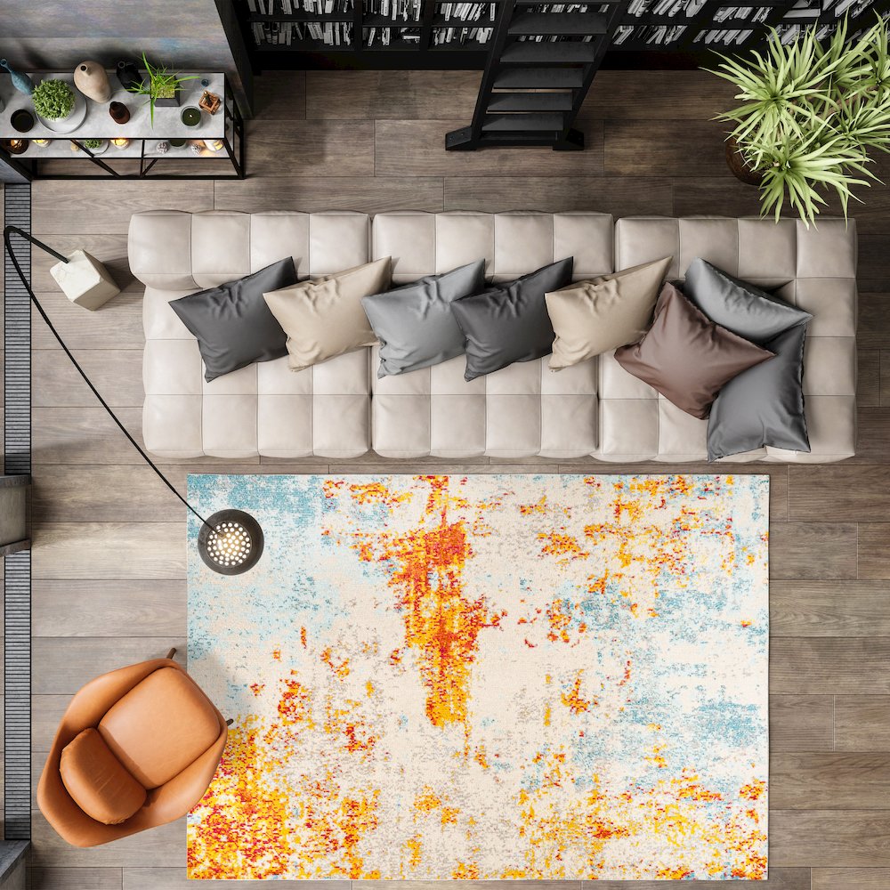 Sunset Modern Abstract Area Rug. Picture 5