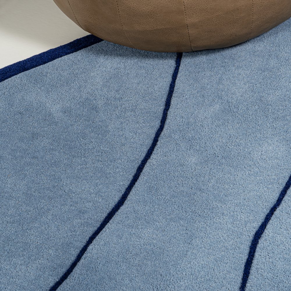 Whimsical Modern Border Geometric Handwoven Wool Area Rug. Picture 4
