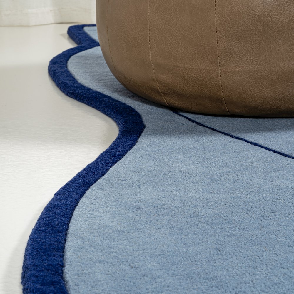 Whimsical Modern Border Geometric Handwoven Wool Area Rug. Picture 5