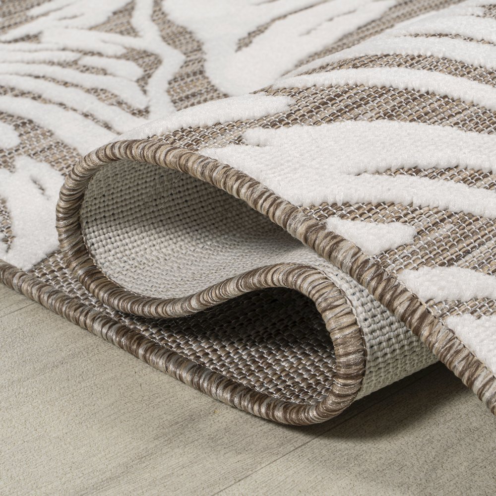 Tobago High-Low Two Tone Monstera Leaf Area Rug. Picture 9