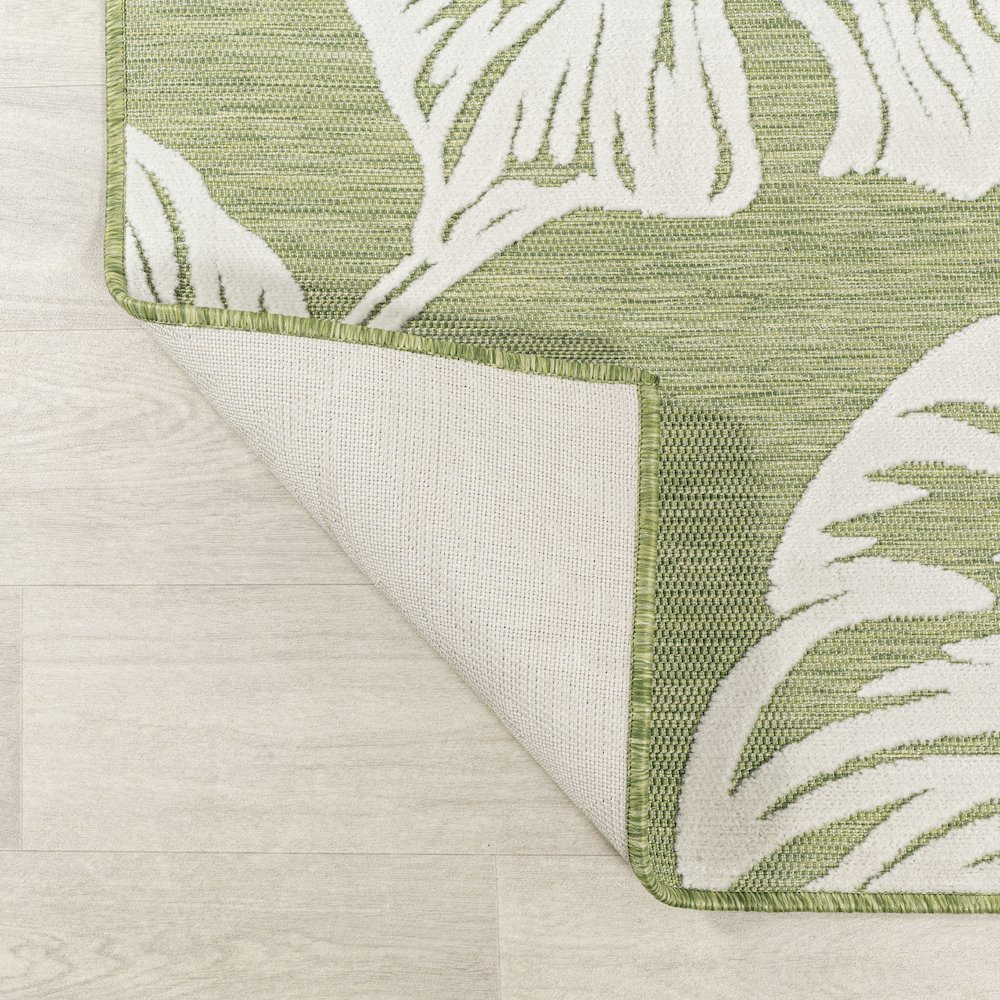 Tobago High-Low Two Tone Monstera Leaf Area Rug. Picture 6