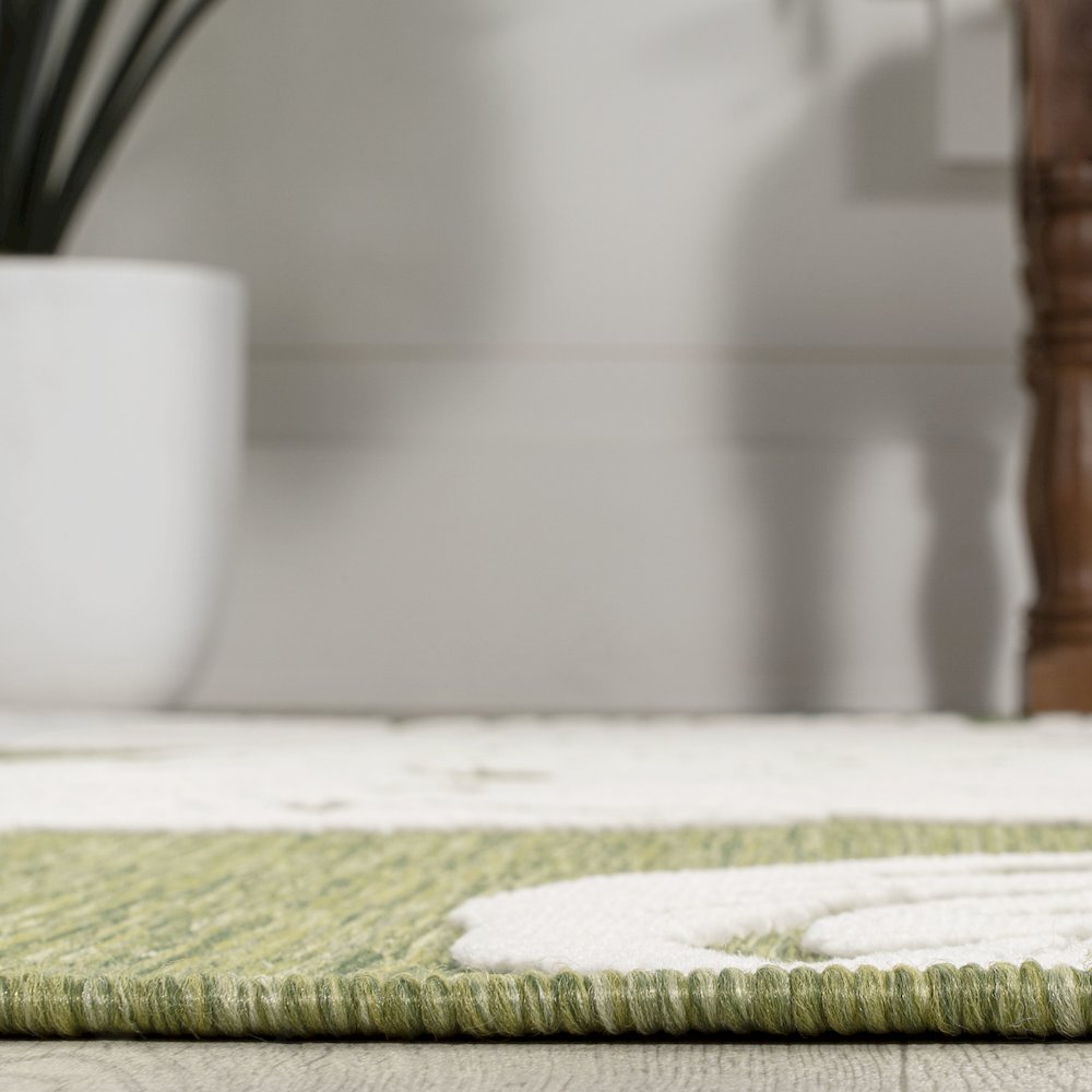 Tobago High-Low Two Tone Monstera Leaf Area Rug. Picture 11