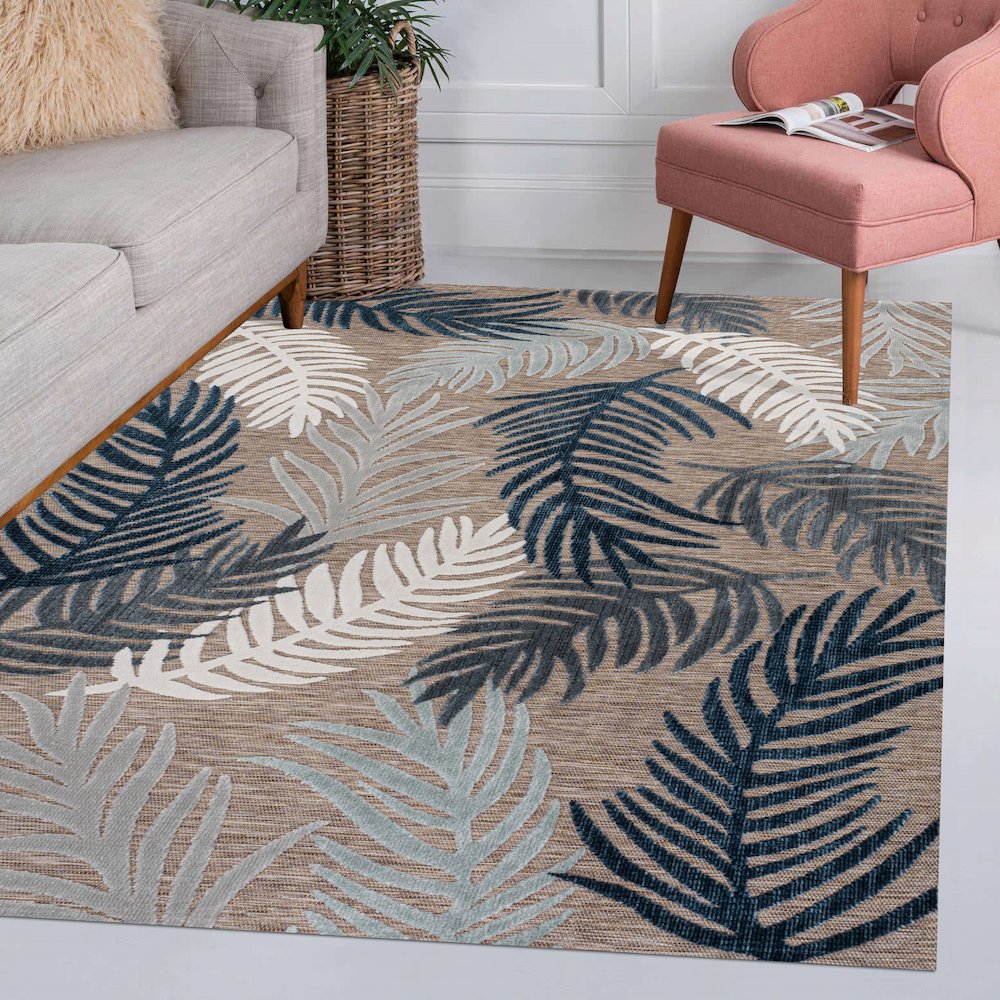 Montego High-Low Tropical Palm Area Rug. Picture 10