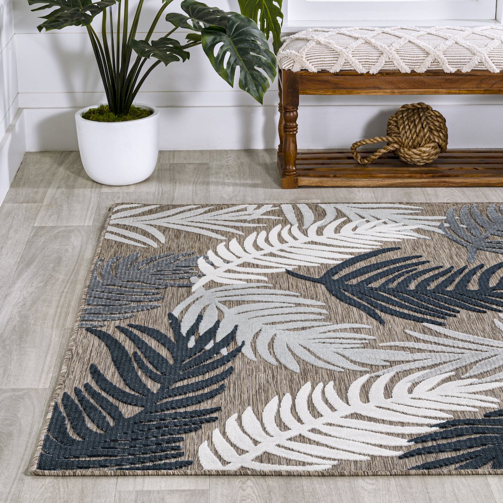 Montego High-Low Tropical Palm Area Rug. Picture 3