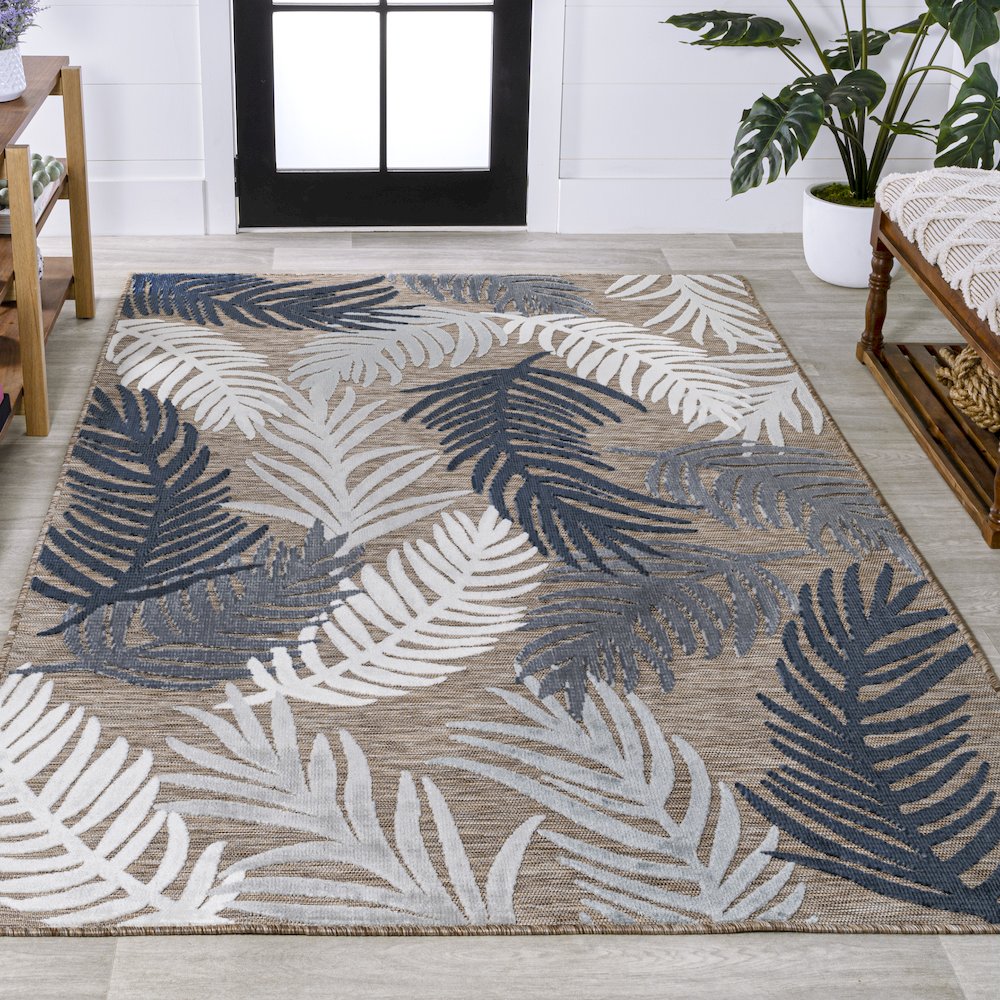 Montego High-Low Tropical Palm Area Rug. Picture 4
