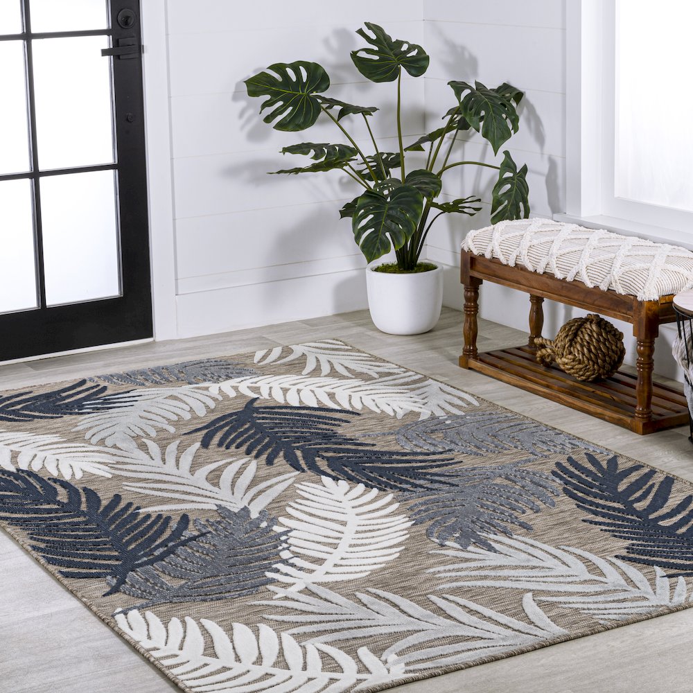 Montego High-Low Tropical Palm Area Rug. Picture 5