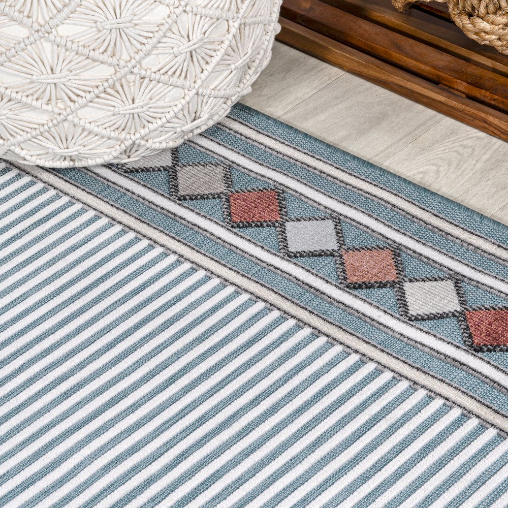 Sebastian High-Low Modern Diamond Border Area Rug. Picture 7