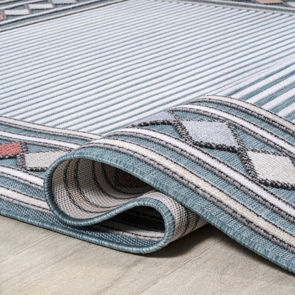 Sebastian High-Low Modern Diamond Border Area Rug. Picture 9