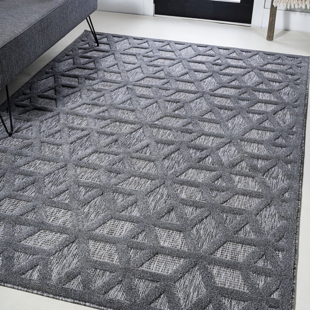 Talaia Neutral Geometric Indoor/Outdoor Area Rug. Picture 2