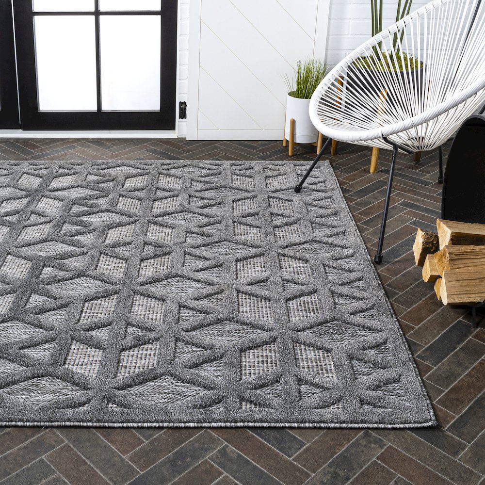 Talaia Neutral Geometric Indoor/Outdoor Area Rug. Picture 7