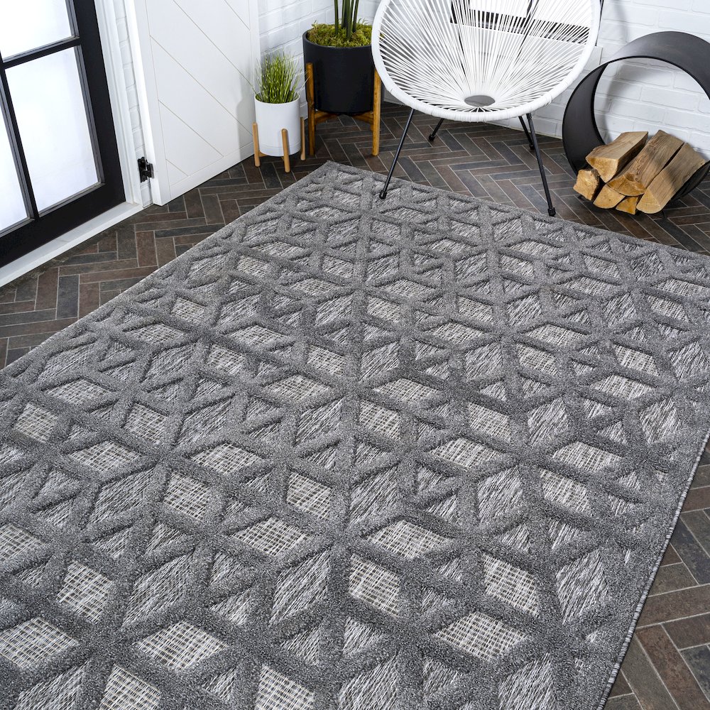 Talaia Neutral Geometric Indoor/Outdoor Area Rug. Picture 8