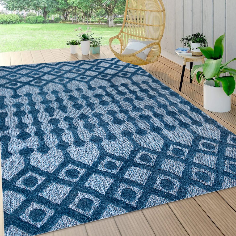 Peralta Moroccan Diamond Indoor/Outdoor Area Rug. Picture 6