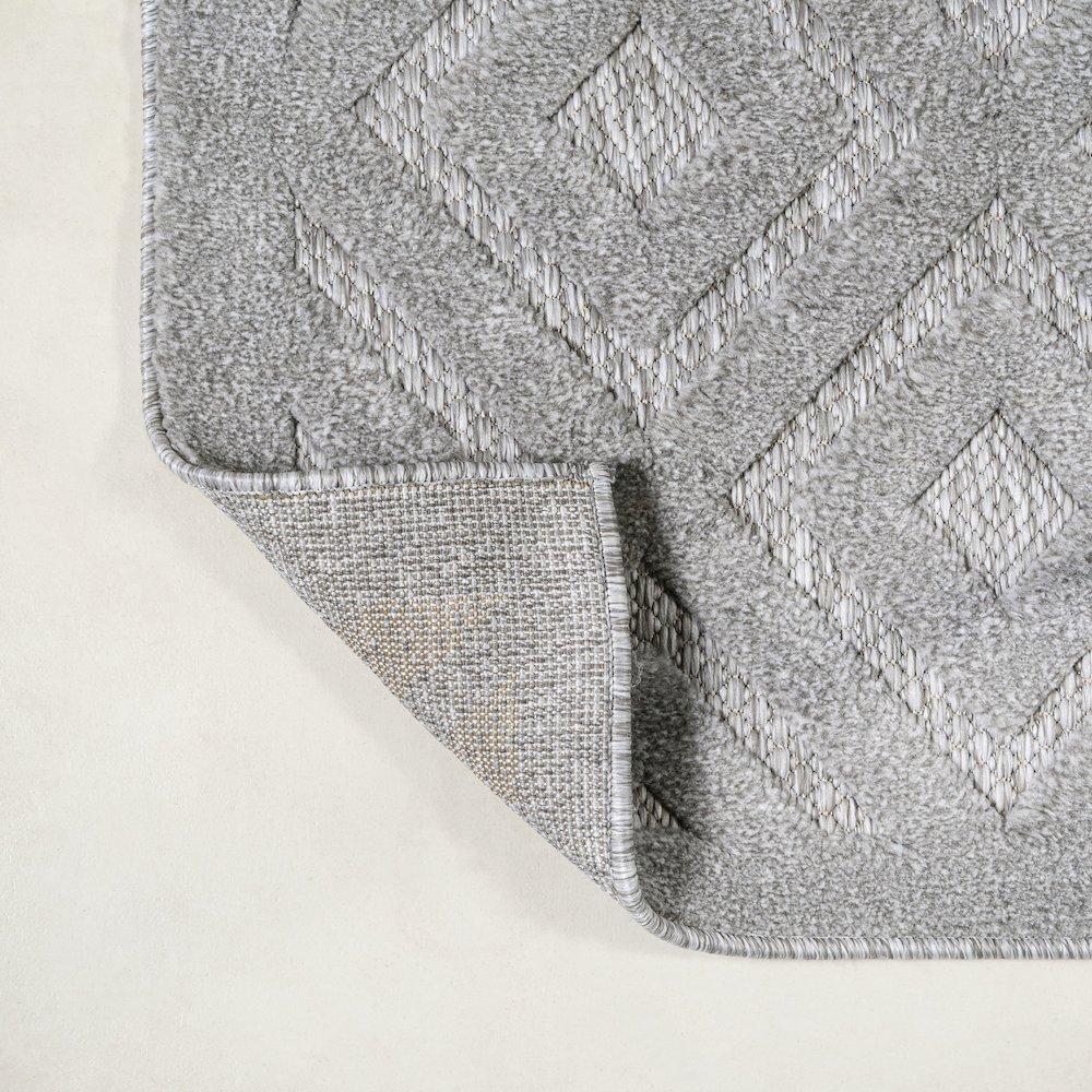 Portmany Neutral Diamond Trellis Indoor/Outdoor Area Rug. Picture 10
