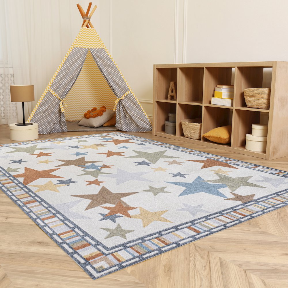 Star Gazer Geometric Machine Washable Area Rug. Picture 10