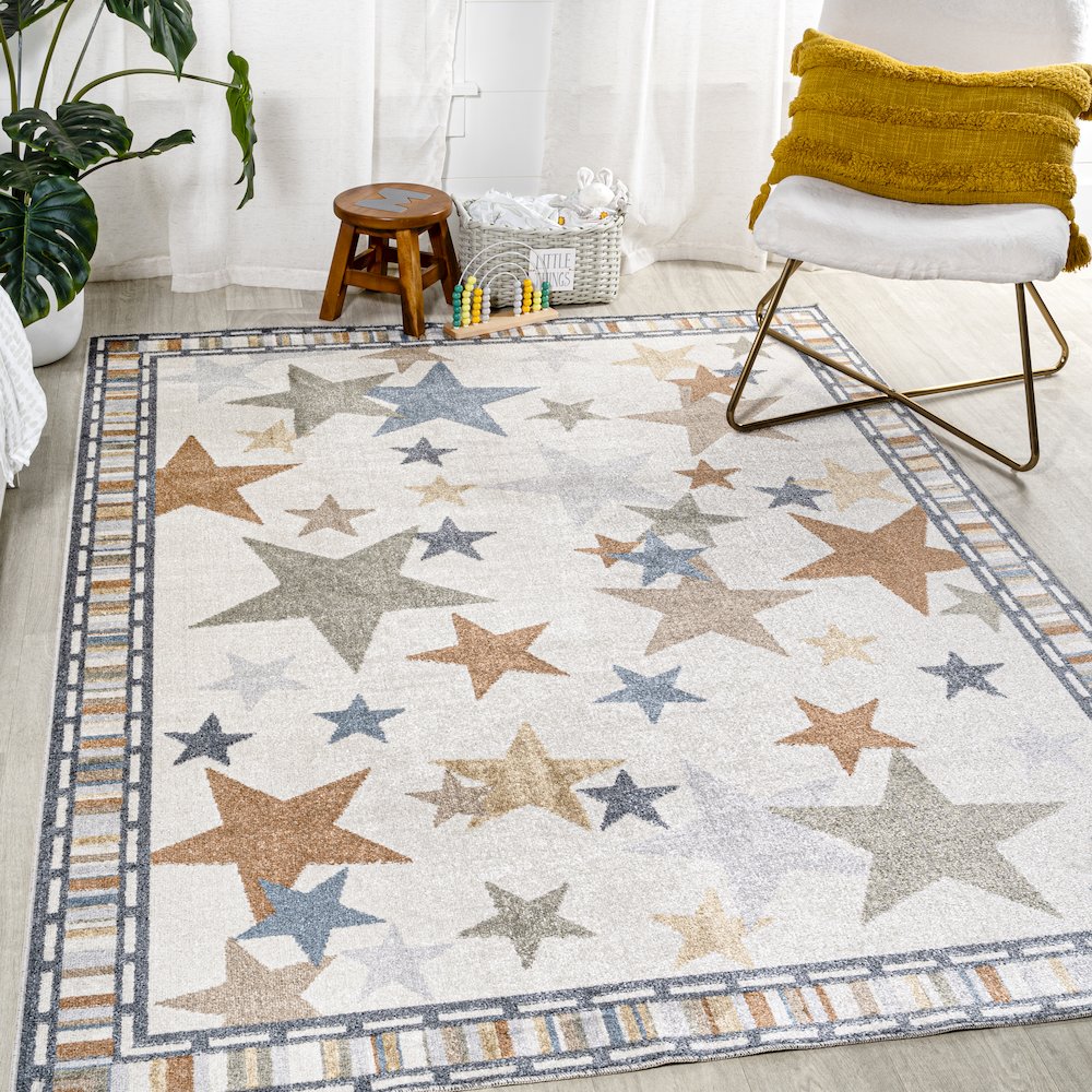 Star Gazer Geometric Machine Washable Area Rug. Picture 2