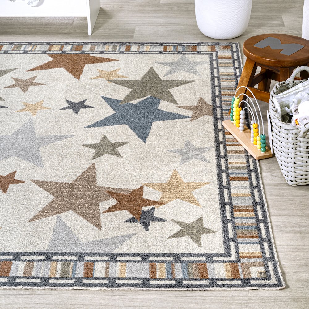 Star Gazer Geometric Machine Washable Area Rug. Picture 3