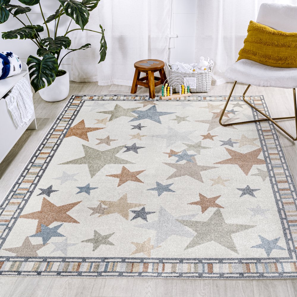Star Gazer Geometric Machine Washable Area Rug. Picture 4