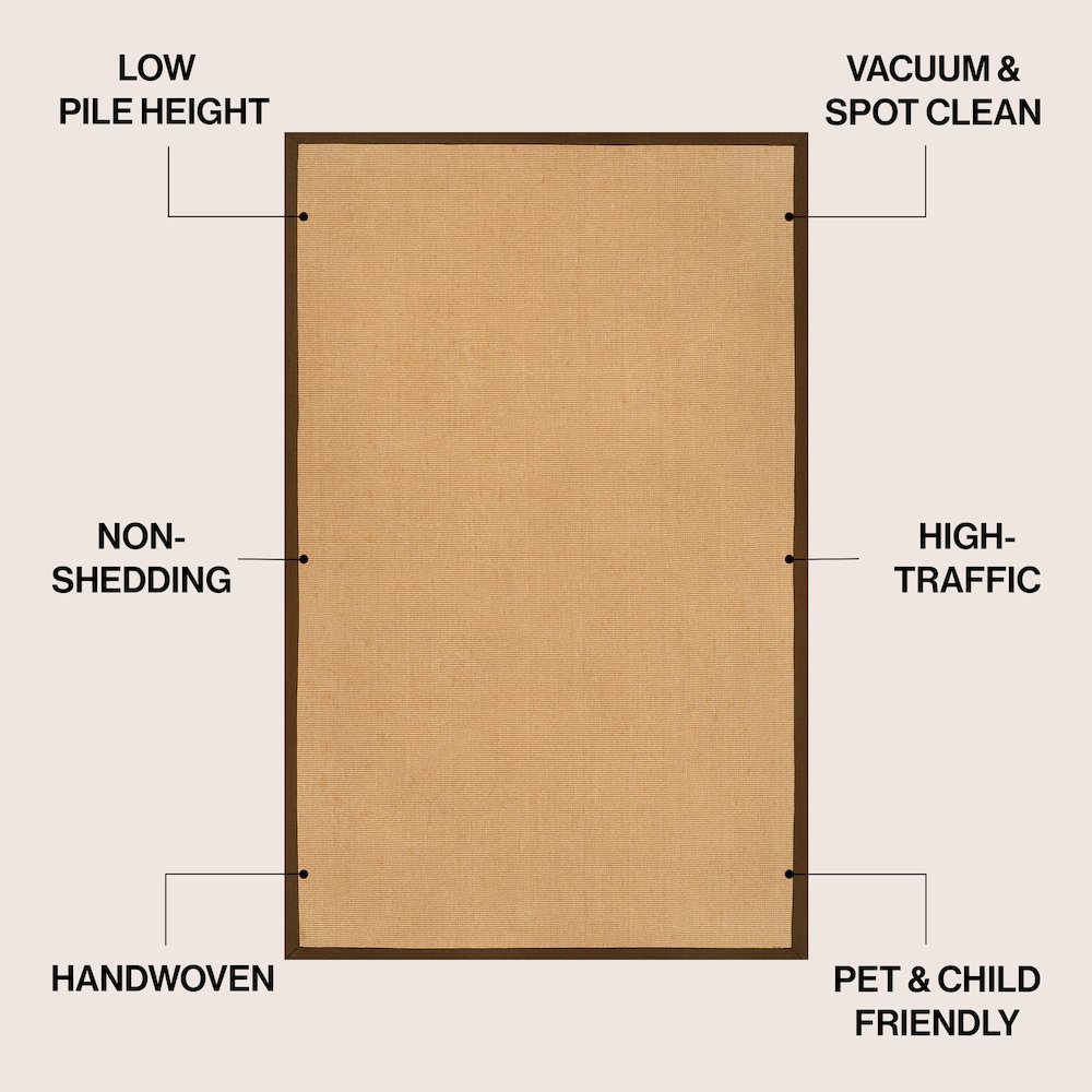 Camden Farmhouse Cottage Border Jute Natural/Brown 8 ft. x 10 ft. Area Rug. Picture 2