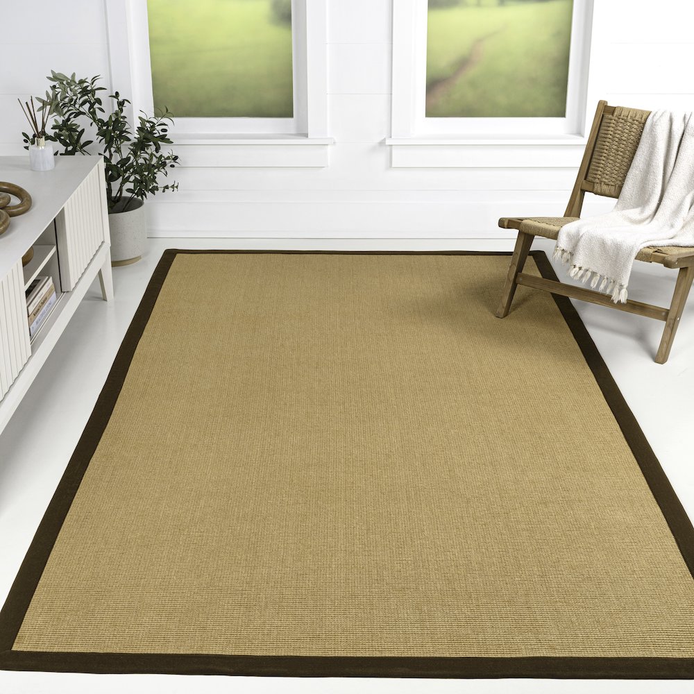 Camden Farmhouse Cottage Border Jute Natural/Brown 8 ft. x 10 ft. Area Rug. Picture 5