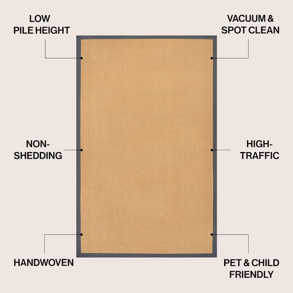 Camden Farmhouse Cottage Border Jute Natural/Dark Gray 8 ft. x 10 ft. Area Rug. Picture 2