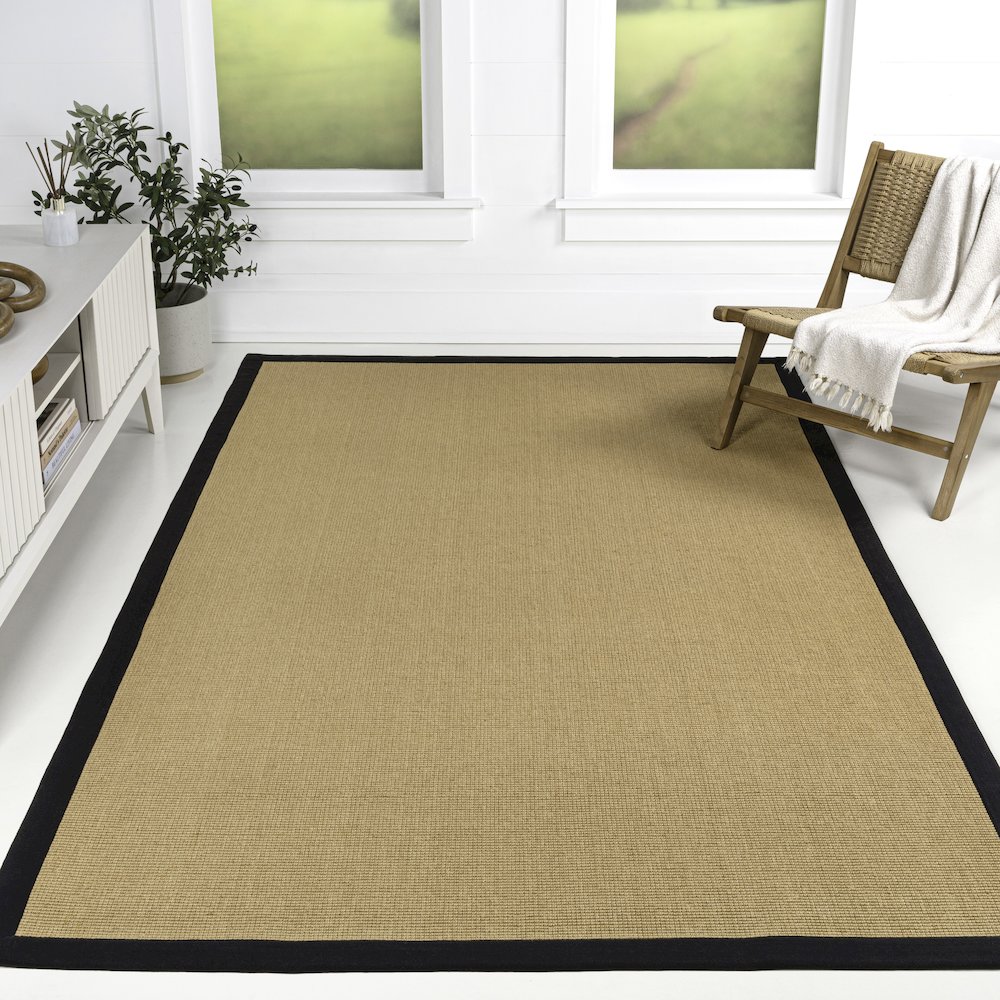 Camden Farmhouse Cottage Border Jute Natural/Black 8 ft. x 10 ft. Area Rug. Picture 5