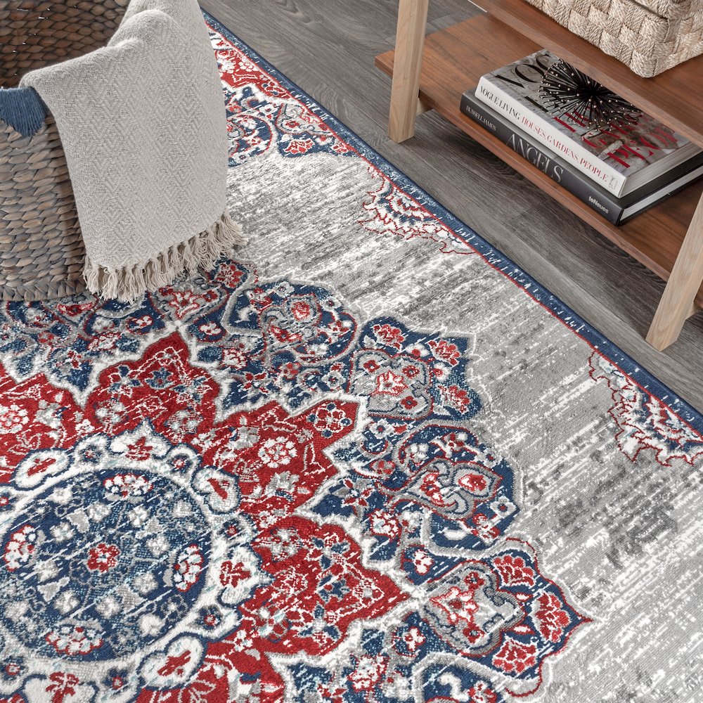 Modern Persian Vintage Moroccan Medallion Area Rug. Picture 6