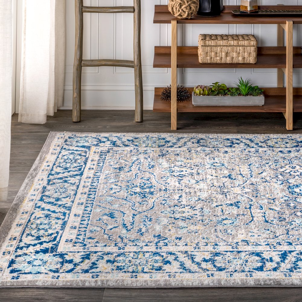 Modern Persian Boho Floral Area Rug. Picture 3